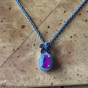 African Ruby Red Sapphire Sterling Silver Pendant